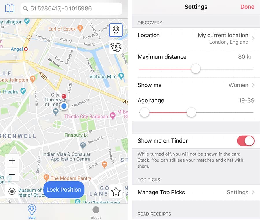 Change GPS Location on Tinder