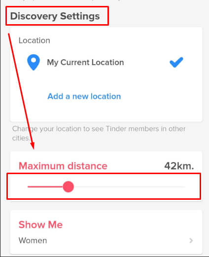 Tinder change search distance