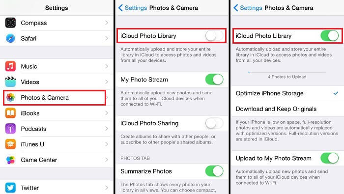 enable icloud photos library
