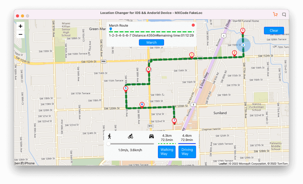 simulate walking on the map